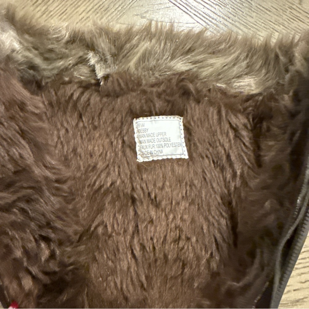 New Bella Brown Boots Size 9.5 Weather Proof Faux Leather Warm Faux Fur - Picture 4 of 4